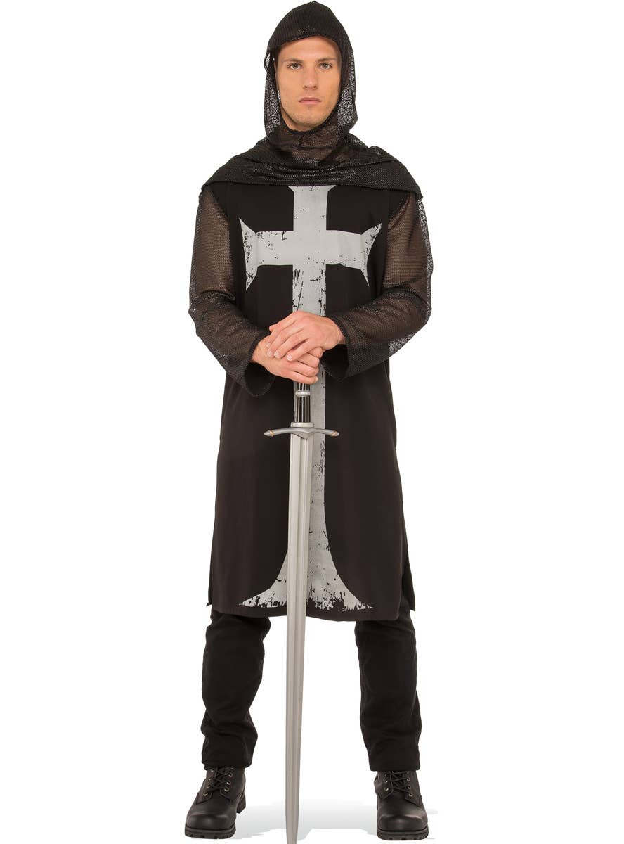 Black Gothic Knight Men's Medieval Dress Up Costume - Main Image