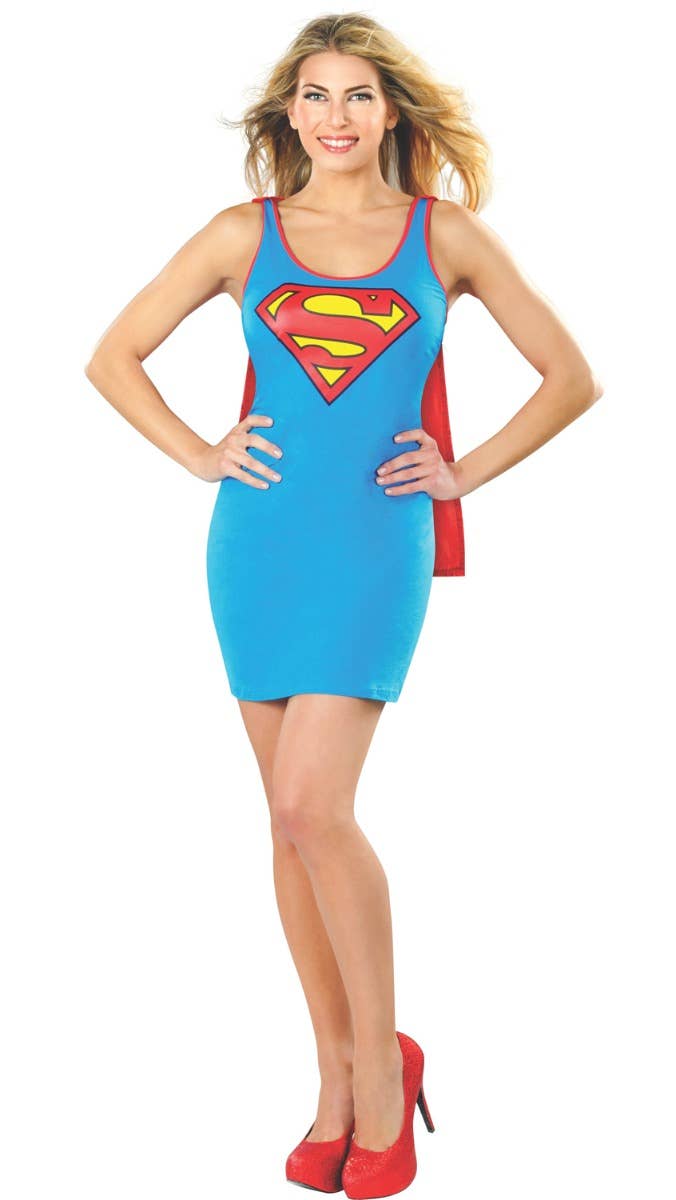 Women's Sexy Blue Slim Fit Tank Supergirl Superhero Costume Dress Main Image