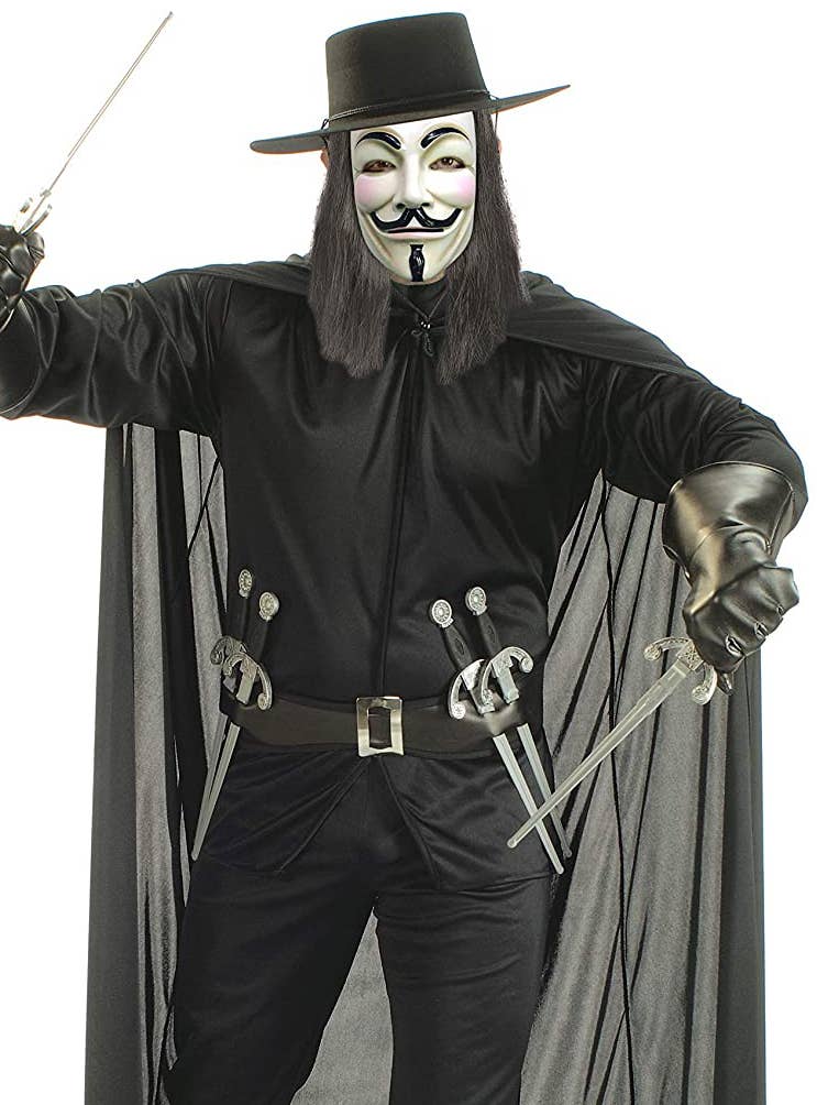 Officially Licensed V for Vendetta Guy Fawkes Men's Costume - Close Up Image