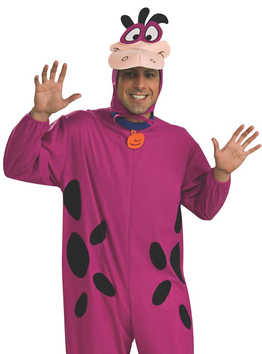The Flintstones Dino Onesie Adult Dress Up Costume - Close Up Image