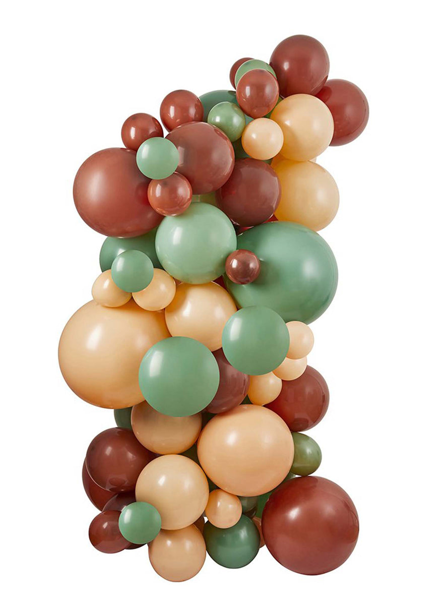 Sage Green, Nude and Brown 63 Piece Latex Balloon Arch Kit - Main Image