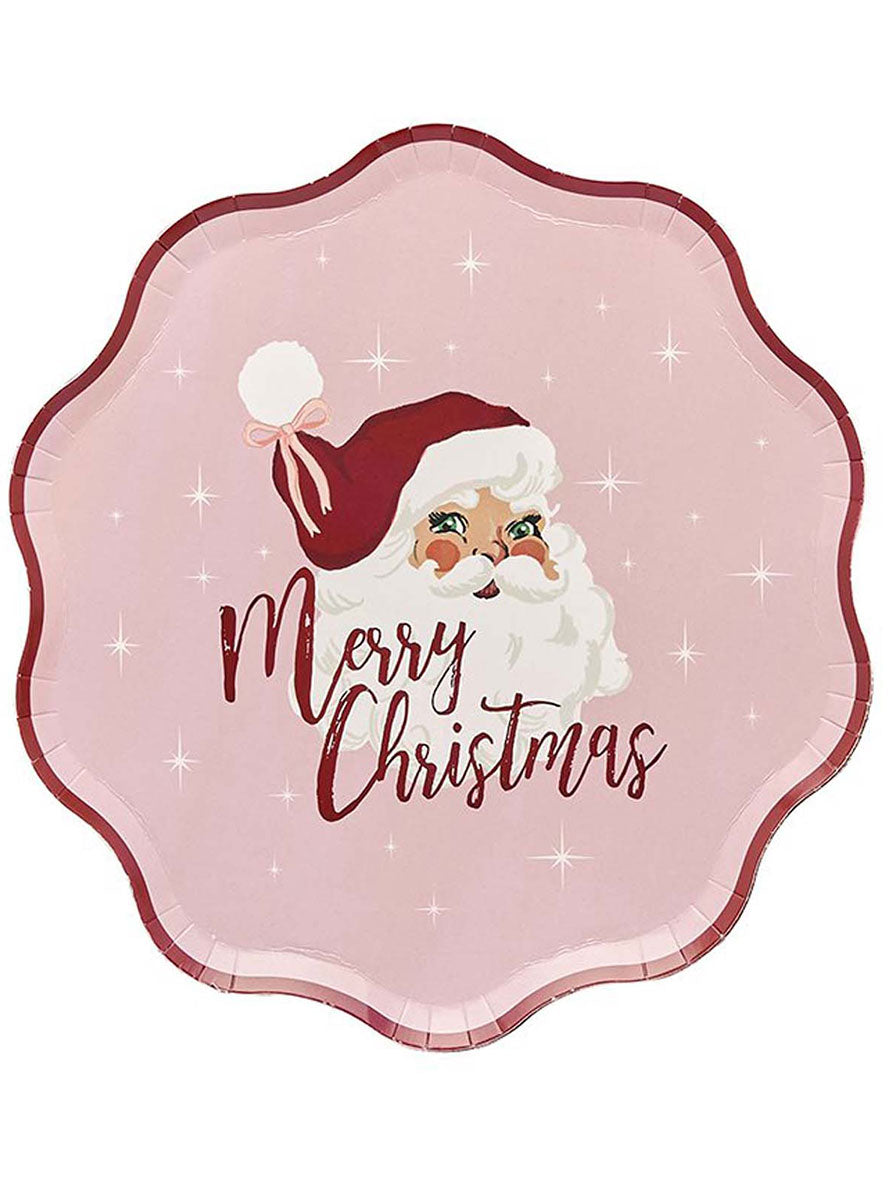 Santa Baby Pink And Red Christmas Paper Plates 8 Pack – Main Image