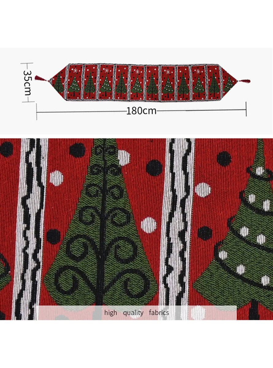 Santa Claus Print Thick Knitted Table Runner Christmas Decoration - Dimensions Image