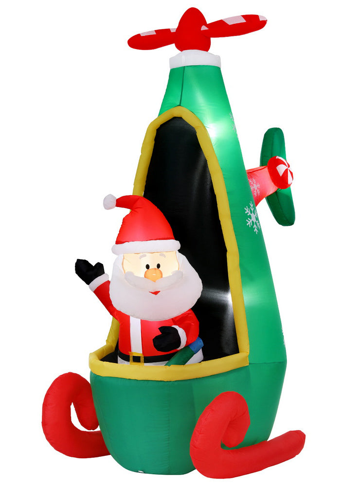 Santa in Helicopter 255cm Inflatable Christmas Decoration