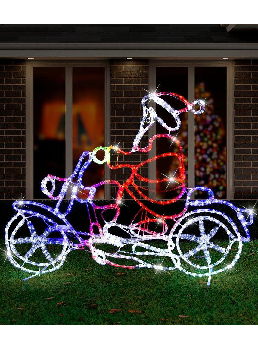 Santa on Motorbike LED Rope Light Christmas Decoration - Main Image