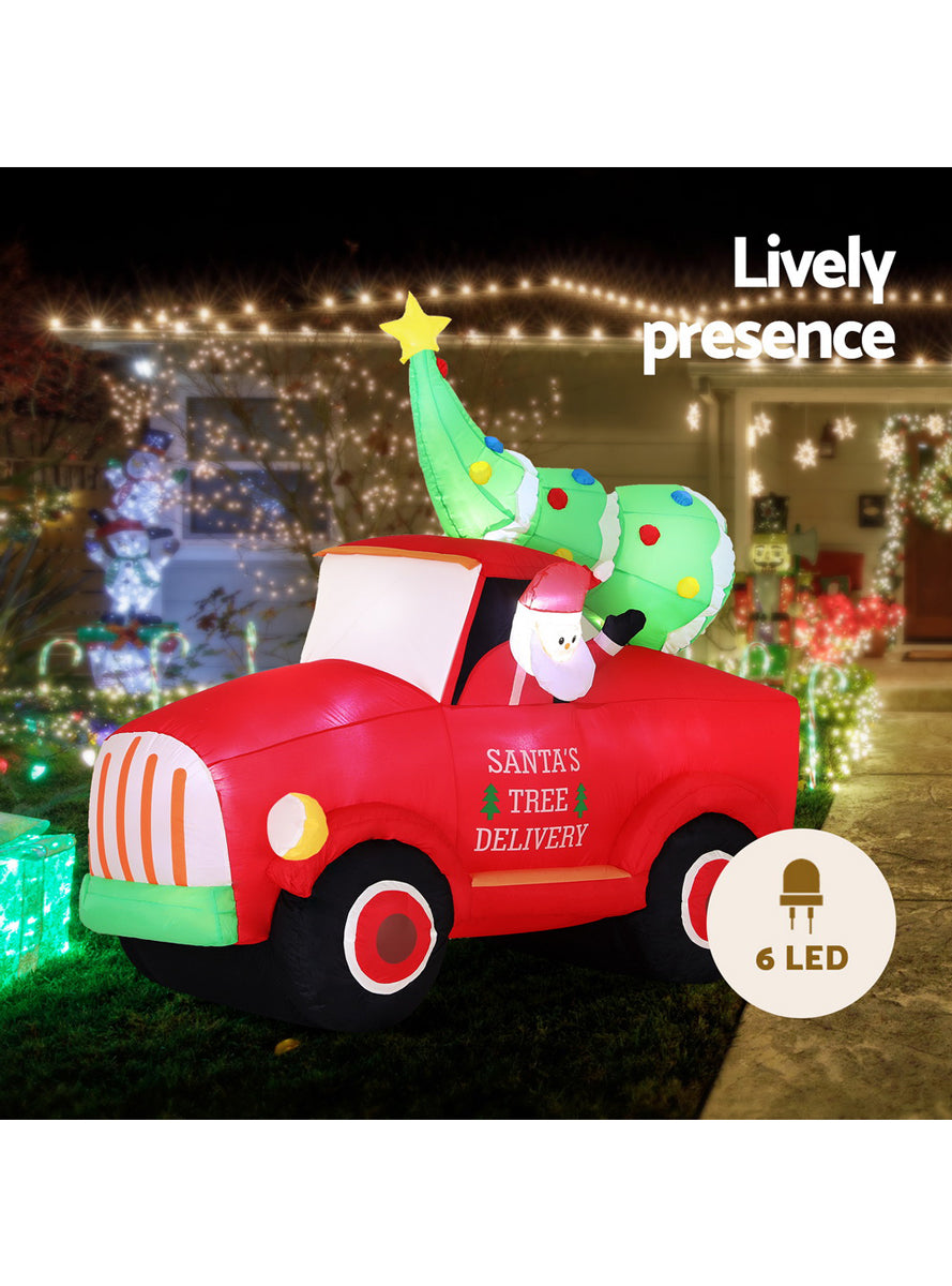 Santa’s Tree Delivery 160cm Inflatable Christmas Decoration - Info Image 1