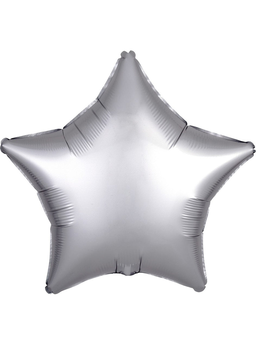 Satin Luxe Platinum Silver Foil 45cm Star Balloon - Main Image