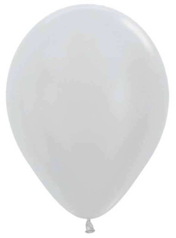 Satin Pearl Silver 12cm Single Latex Balloon - Main Image