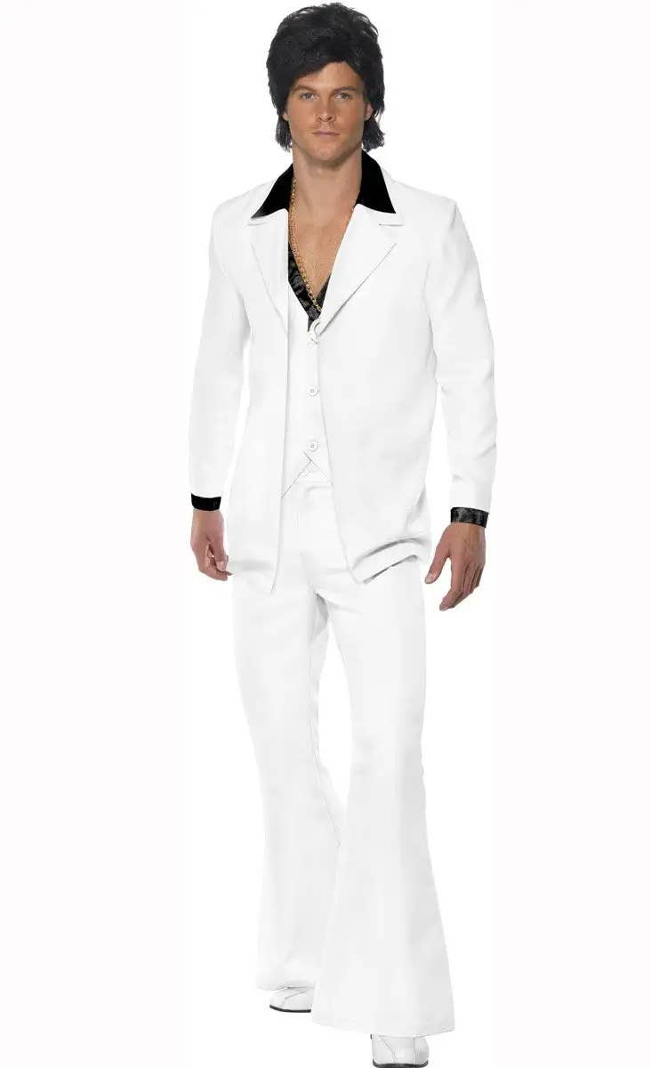 White Saturday Night Fever Men's Plus Size 70's Costume Suit- Main View