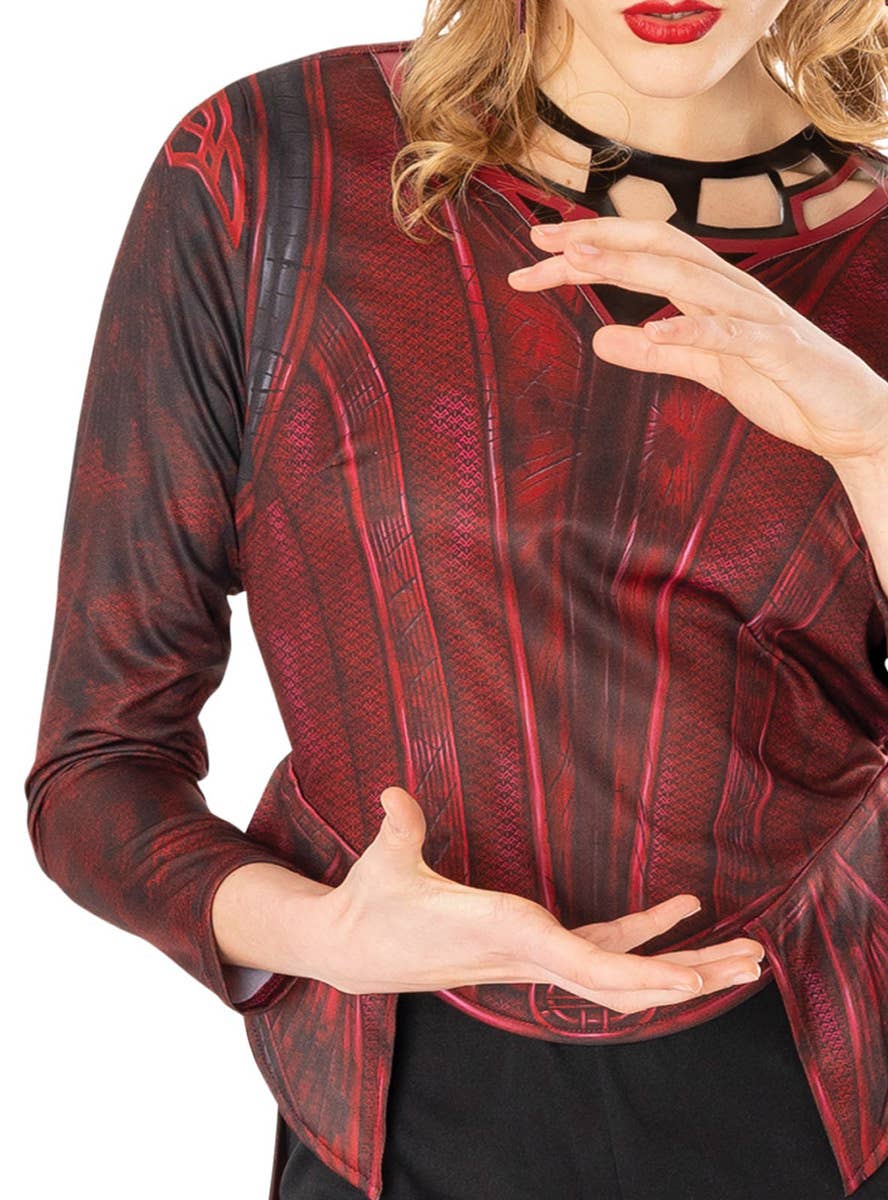 Image of Scarlet Witch Womens Marvel Superhero Costume - Close Image 2