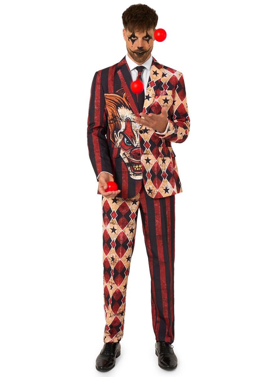 Scary Clown Mens Halloween Costume Suit - Alternative Image