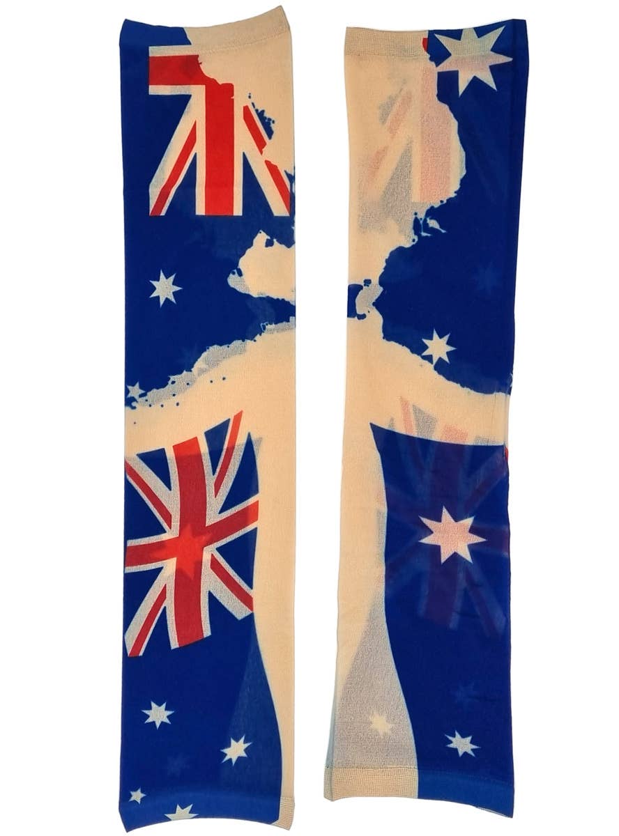 Fun Australia Day Aussie Flag Novelty Tattoo Sleeves - Alternate Image