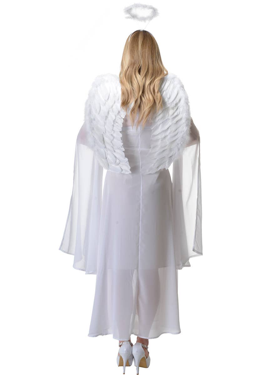 Image of Sheer White Semi Transparent Women's Angel Costume Dress - Back View