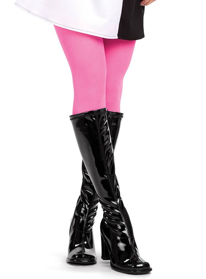 Women's Black Go Go Boots High Heel Platform Heel Shoes 60's Retro Costume Boots Close Alternate Image