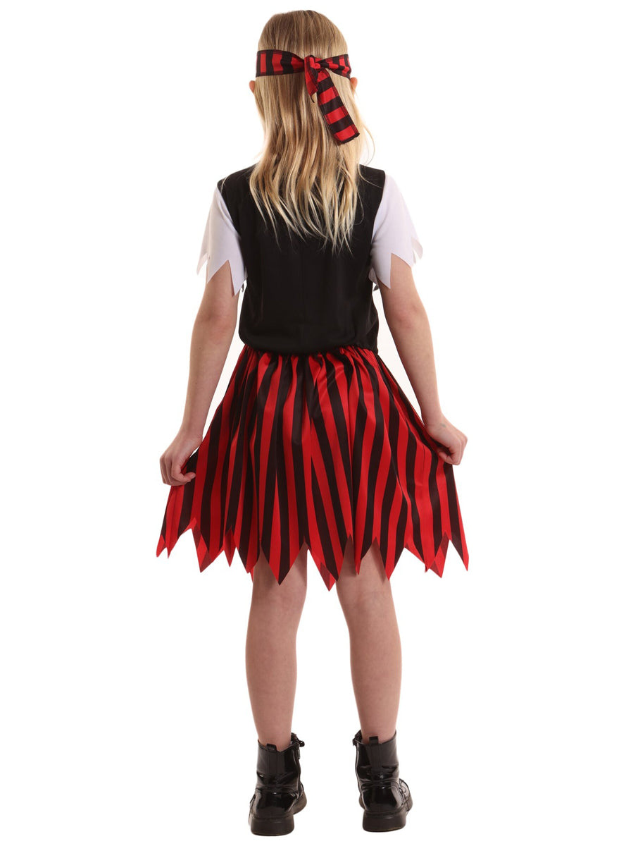 Shipmate Pirate Girls Red And Black Costume - Back Image