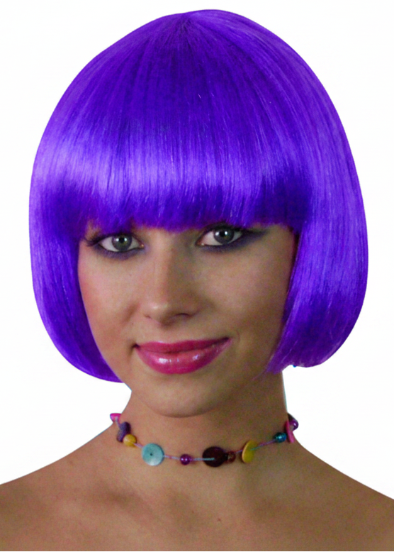 Womens Short Purple Bob Costume Wig With Fringe - main image