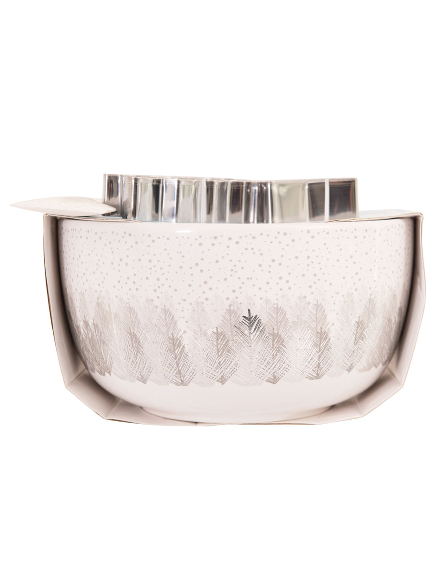 Silver Christmas Tree Printed Mini Mix Bowl Set with Cookie Cutters - Alternate Image 1