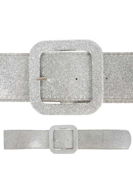 70s Disco Silver Glitter Belt 70s Costume Accessory - Main Image