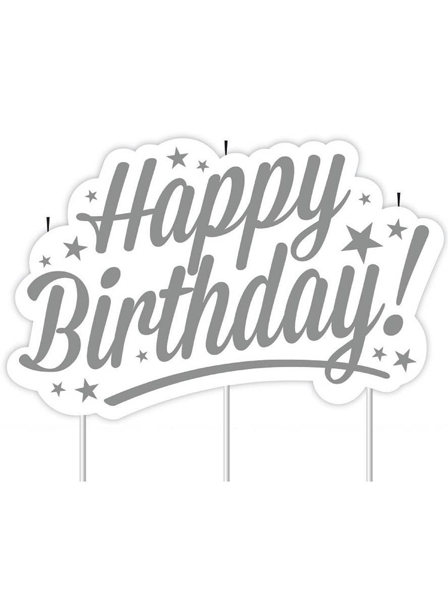 Image of Happy Birthday Silver Stars Birthday Cake Candle