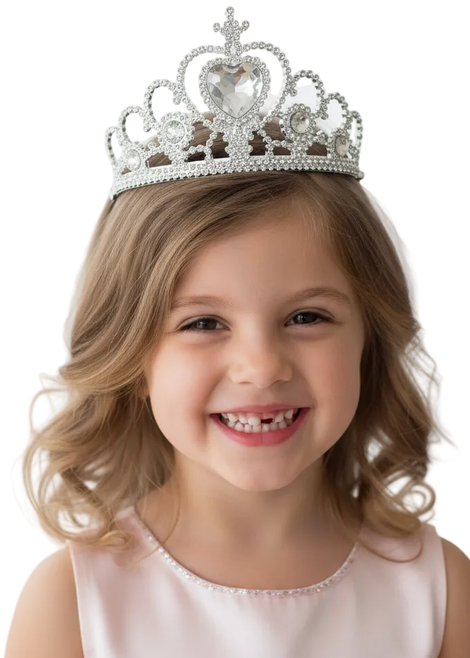 Image of Jewelled Silver Girls Princess Costume Tiara - main image