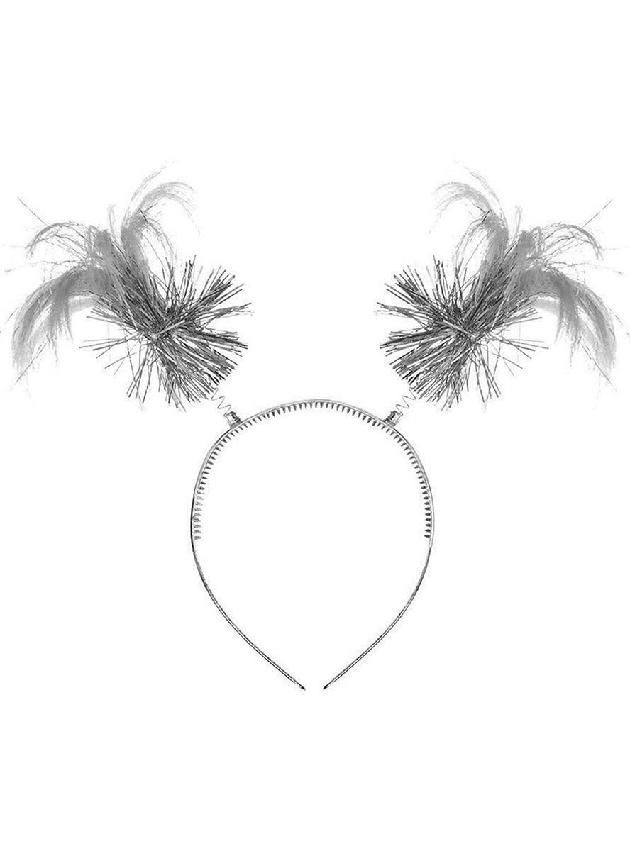 Silver Tinsel Ponytail Headbopper Headband