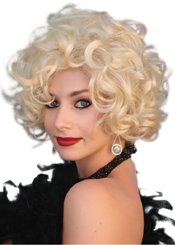Womens Blonde Short Curly Silver Screen Star Costume Wig - main image