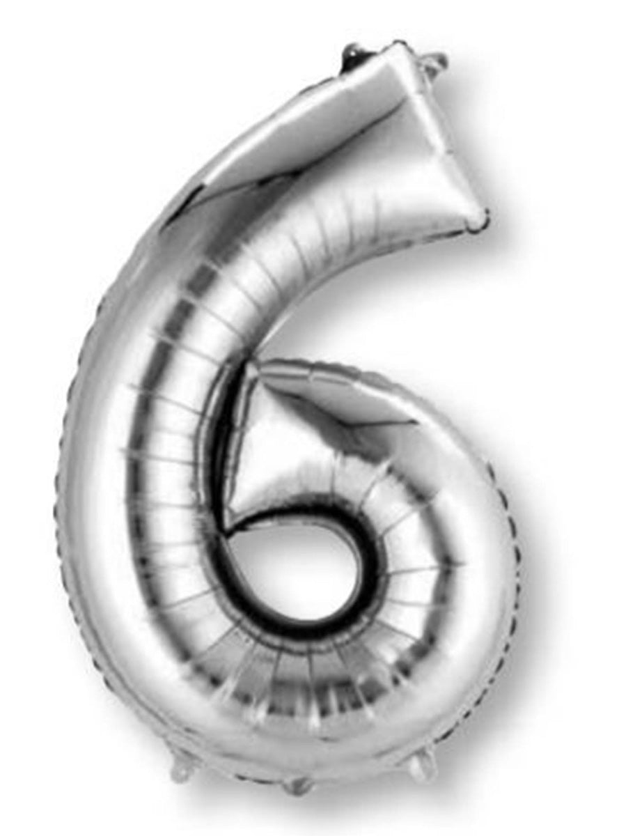 Silver Supershape Number 6 Foil Balloon - Main Image