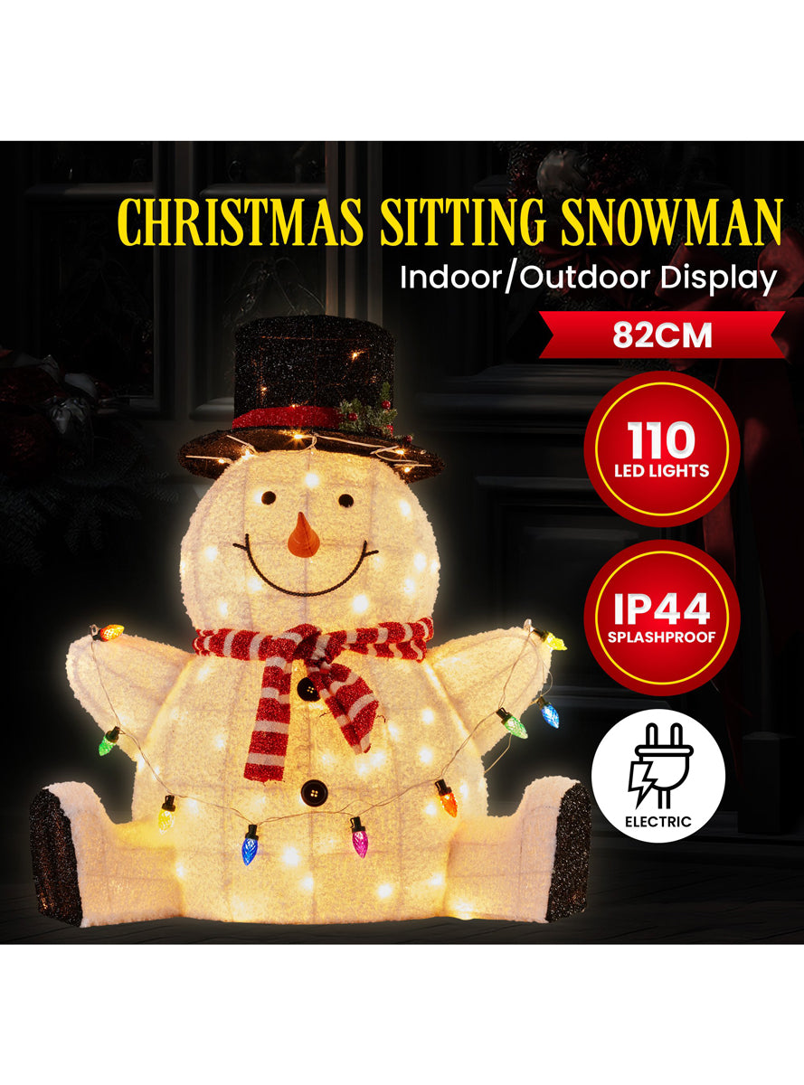 Sitting Snowman 82cm 3D Christmas Light Decoration - Info Image 1
