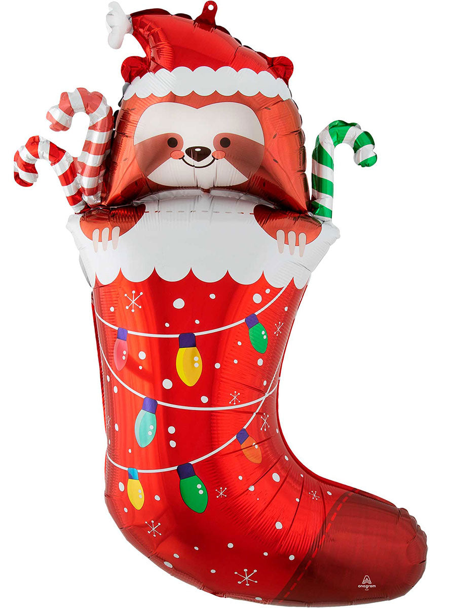 Sloth Christmas Stockings 63Cm X 78Cm Self Sealing Supershape Foil Balloon - Main Image
