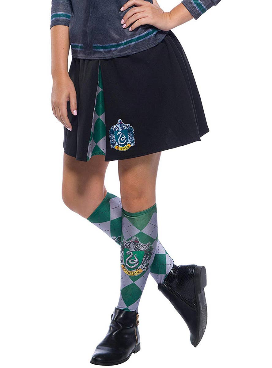 Image of Harry Potter Slytherin Teen Girls Hogwarts Costume Skirt - Close Image 1
