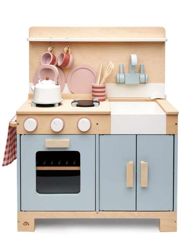 Small Blue Wooden Kitchen Childrens Toy Set - Alternate Image