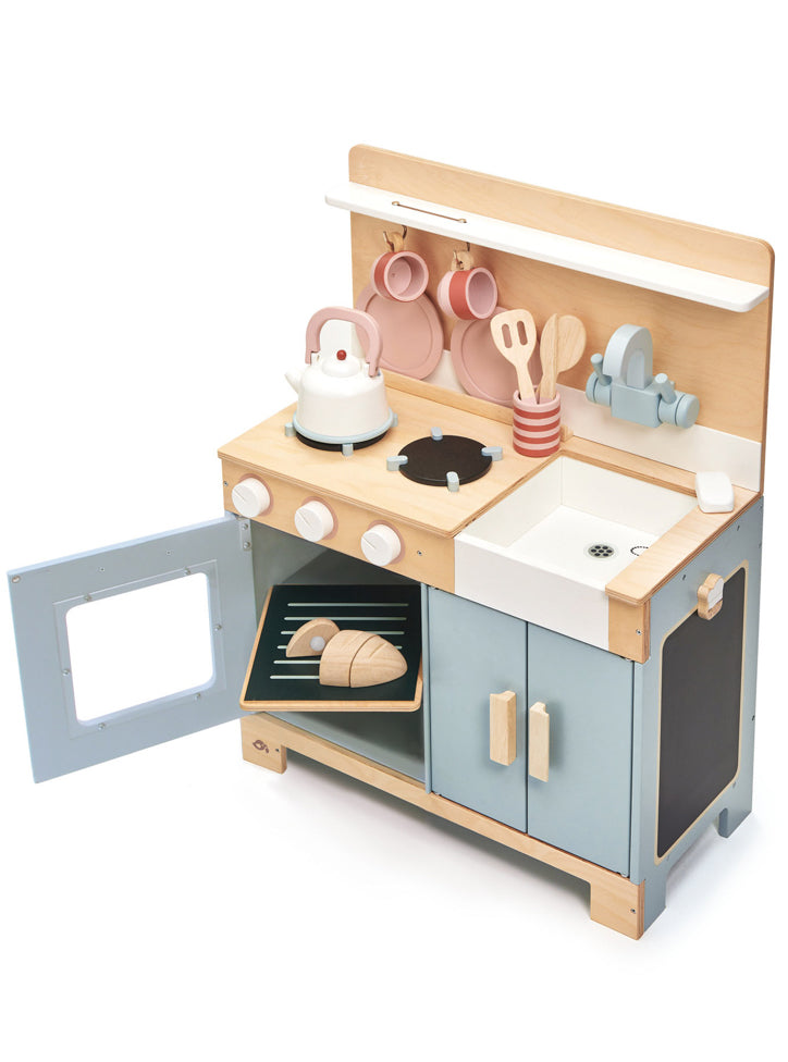 Small Blue Wooden Kitchen Childrens Toy Set - Main Image