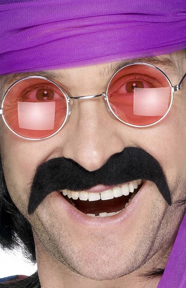Jivin' Seventies Black Stick On Moustache - Main Image