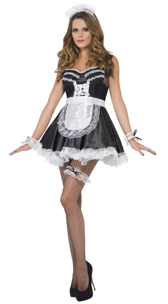 Women's White Lace French Maid Costume Accessory Set Main Front Image