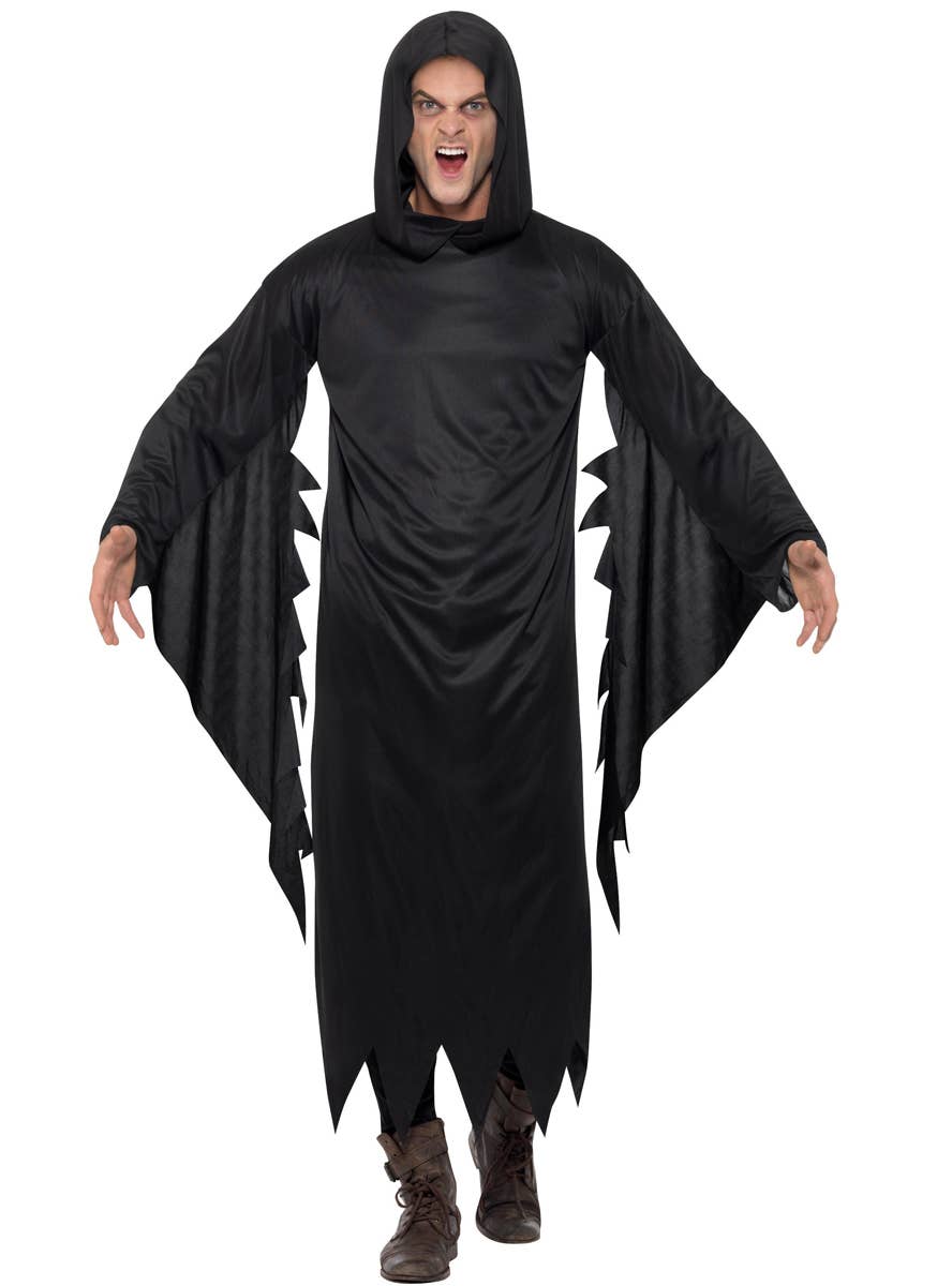 Men's Black Grim Reaper Robe Halloween Costume Front Image