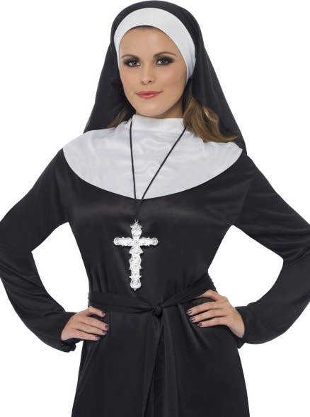 Ornate Silver Metal Religious Cross Costume Jewellery