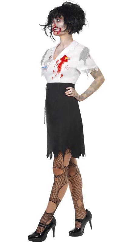 Women's Worked to Death Zombie Halloween Costume Side View