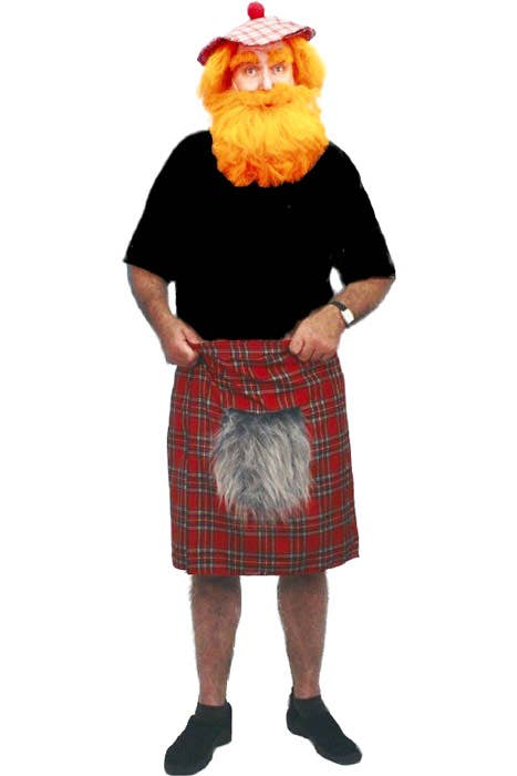 Red Tartan Scotsman Costume Kilt with Sporran