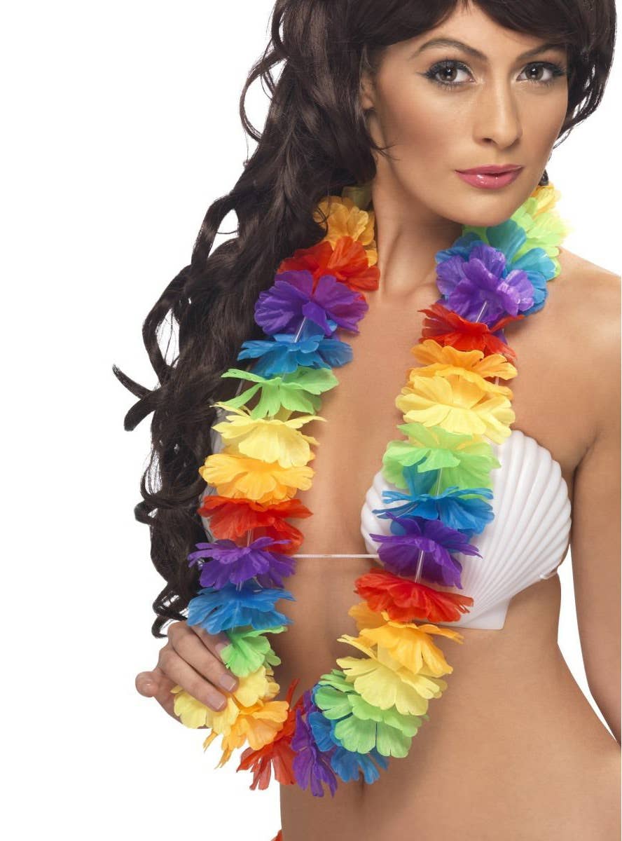 Hawaiian Rainbow Flower Lei Accessory Alt Image