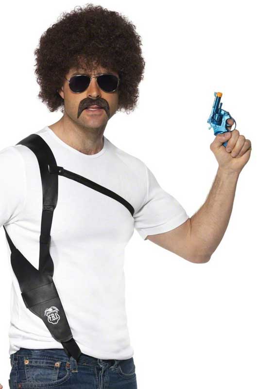 Black Over the Sholder Gun Holster Adults Costume Accessory Full Image