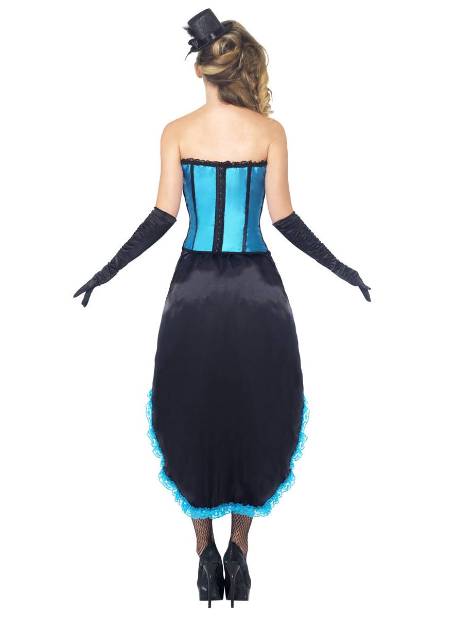 Women's Blue Burlesque Dancer Costume Back Image