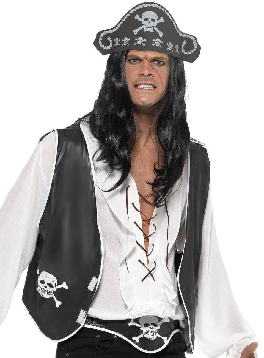 Skull and Cross Bone Pirate Costume Accessory Set Close Up Image