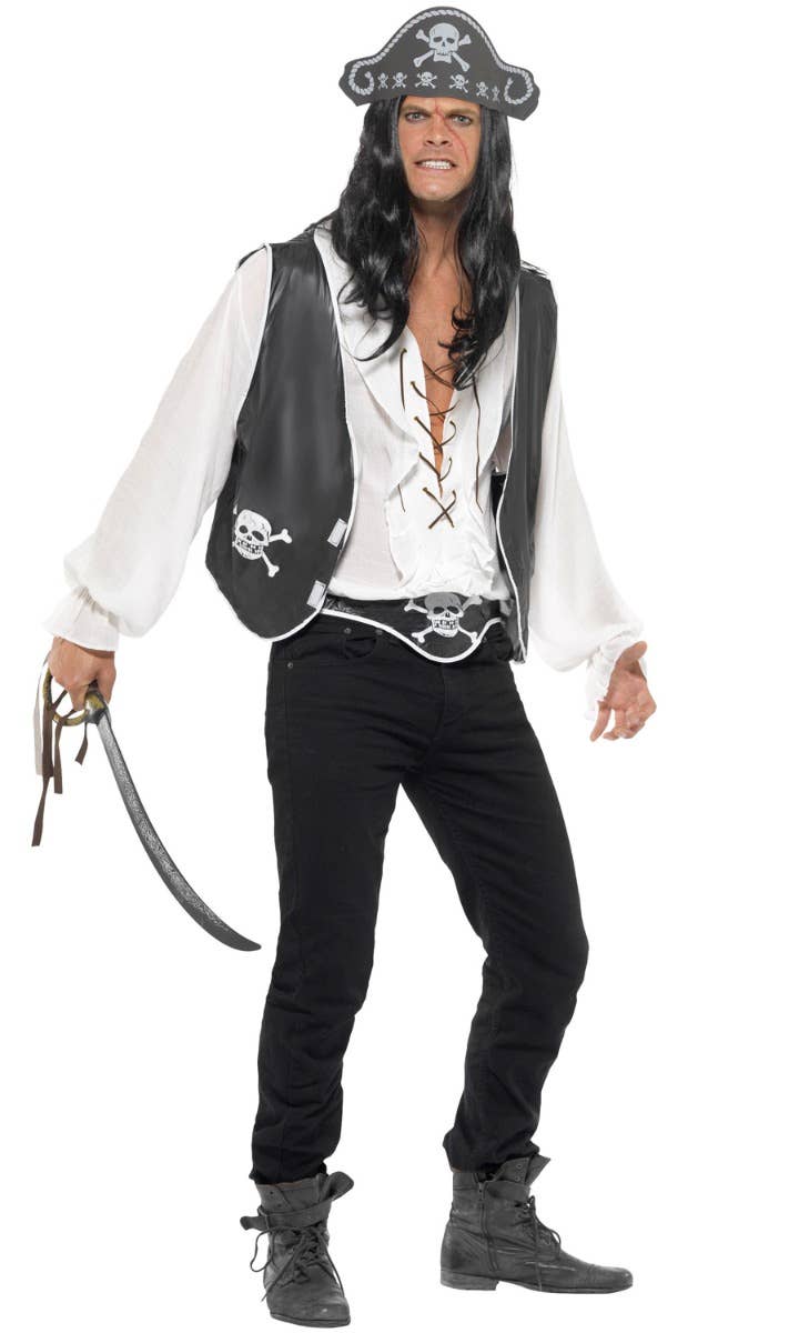 Skull and Cross Bone Pirate Costume Accessory Set Front Image