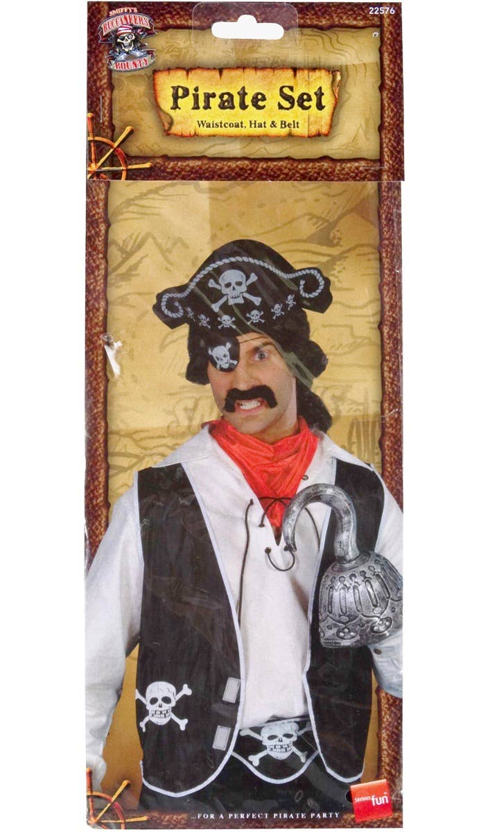Skull and Cross Bone Pirate Costume Accessory Set Packaging Image