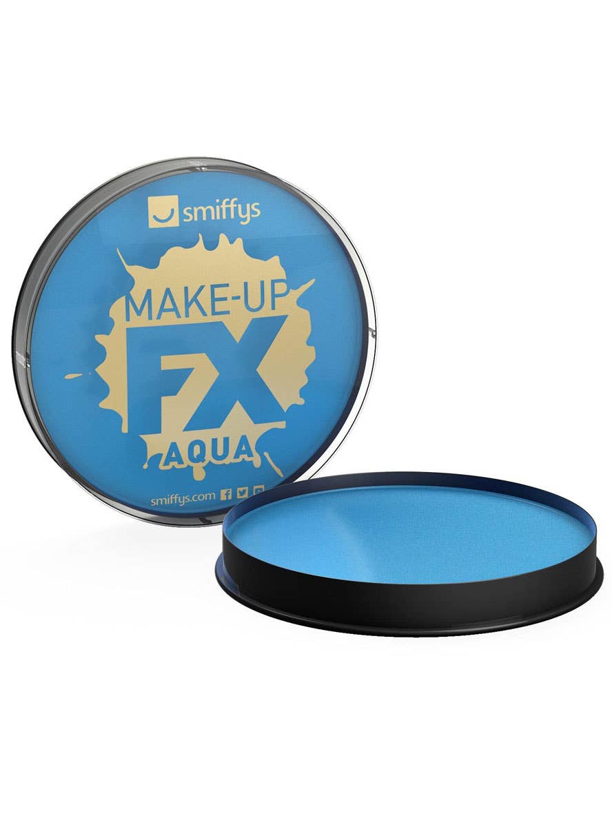 Smiffy's Pale Blue Aqua Based Compact Powder Face Paint And Costume Makeup - Alt Image