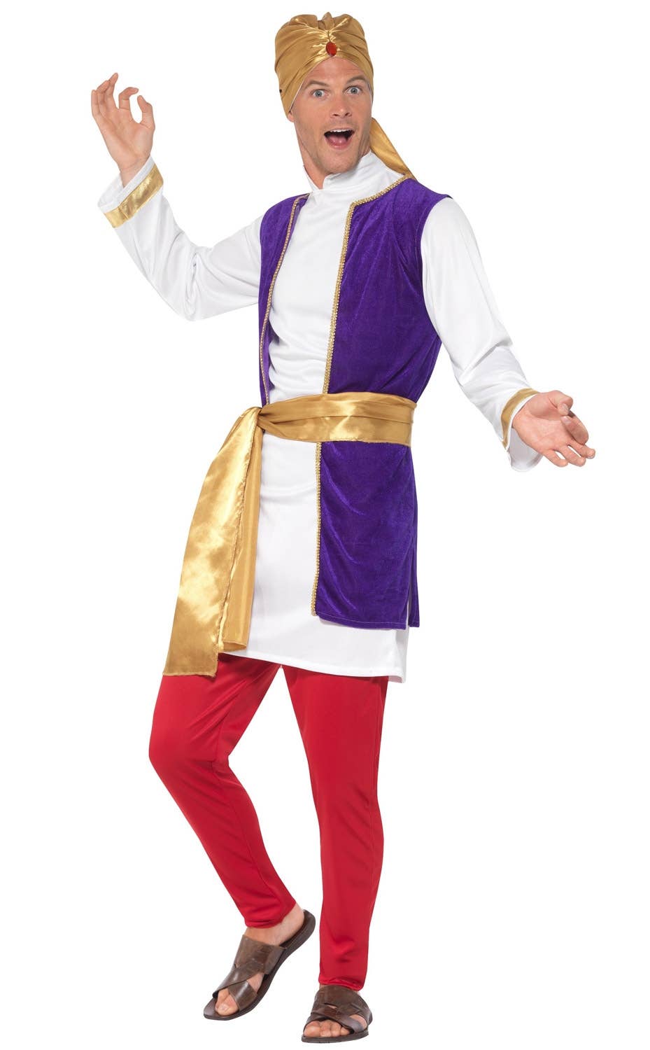 Desert Prince Mens Aladdin Fancy Dress Arabian Costume - Alt Image