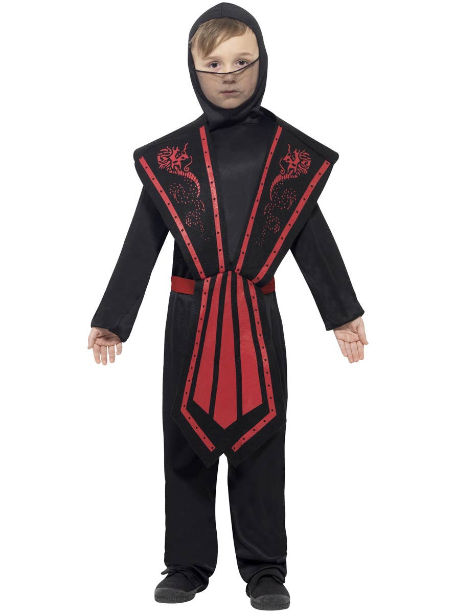 Boy's Ninja Black and Red Budget Japanese Costume Main Image