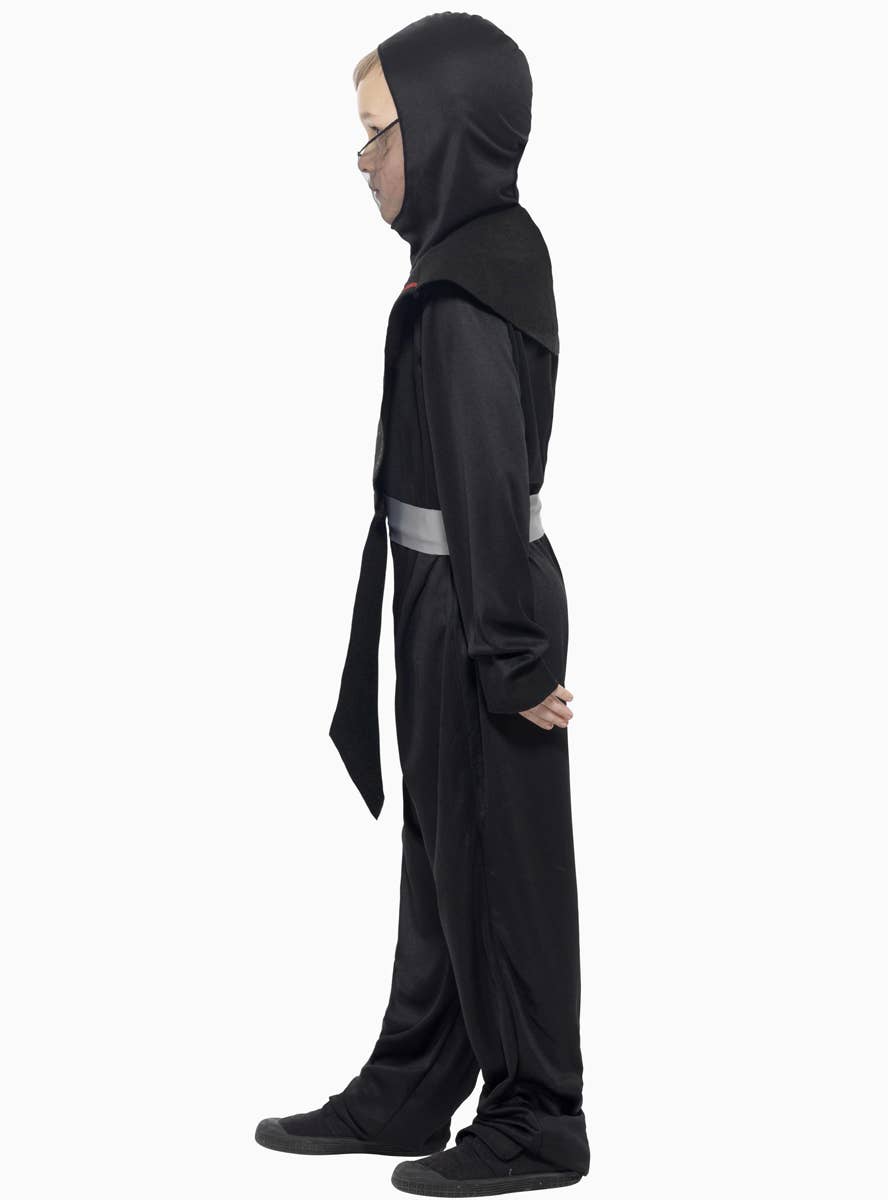 Boy's Ninja Black and Red Budget Japanese Costume Side Image