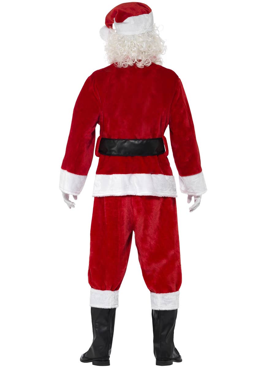 Adult's Red Plush Father Christmas Santa Claus Fancy Dress Costume Back Image