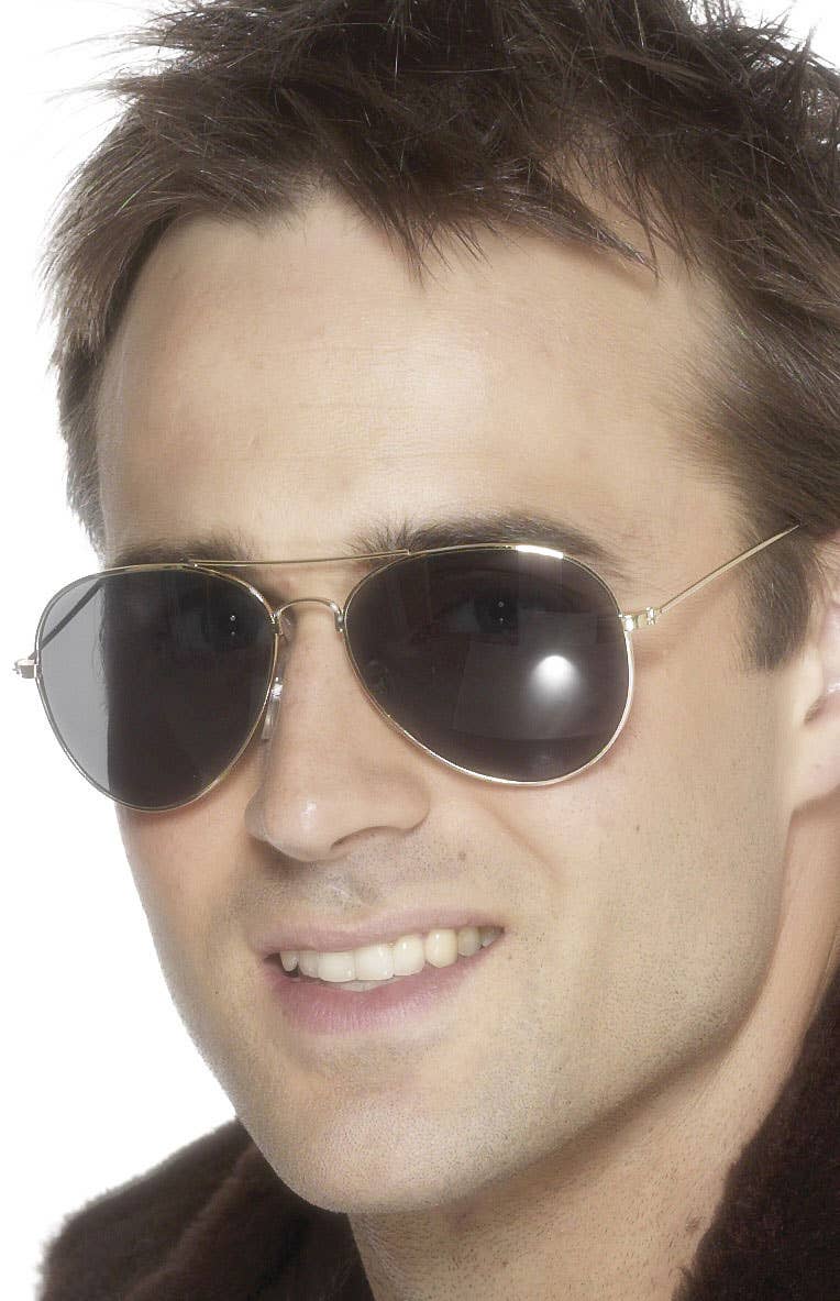 Silver Framed Aviator Costume Sunglasses